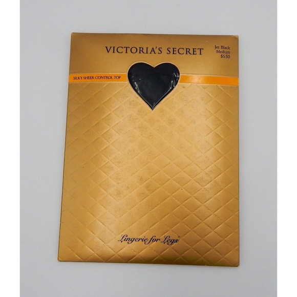 Victoria's Secret Jet Black Silky Sheer Control Top Pantyhose Medium New - Picture 1 of 7